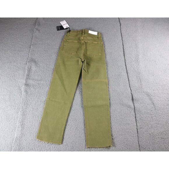 New Re/Done Womens 24 Green Jeans 70s Ultra High Rise Stove Pipe - Picture 2 of 8